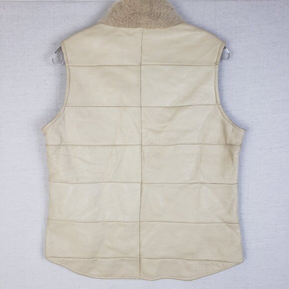 Skin Deep New Zealand Jacket Vest Lambskin Leather Shearling Quilted Cream sz M - Picture 5 of 11